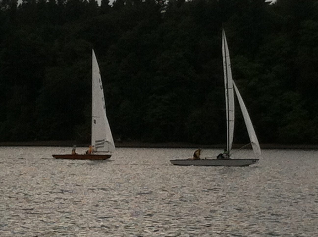 First view of Sparkle under sail!  We're in back, trying to catch Jim and Bob in 04.